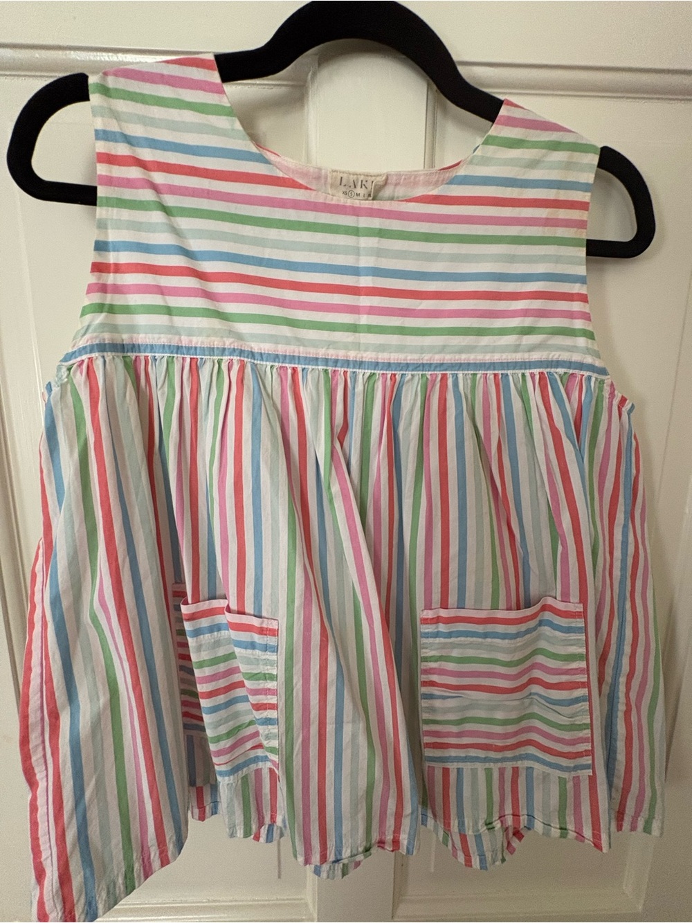 LAKE Sleeveless Striped Pocket Tank Top - Pastel Multi XS